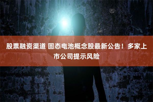 股票融资渠道 固态电池概念股最新公告！多家上市公司提示风险