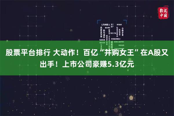 股票平台排行 大动作！百亿“并购女王”在A股又出手！上市公司豪赚5.3亿元