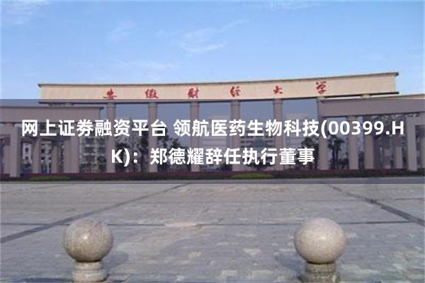 网上证劵融资平台 领航医药生物科技(00399.HK)：郑德耀辞任执行董事