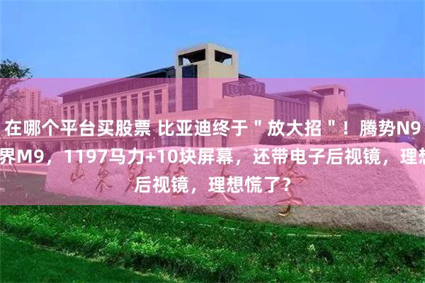 在哪个平台买股票 比亚迪终于＂放大招＂！腾势N9对标问界M9，1197马力+10块屏幕，还带电子后视镜，理想慌了？