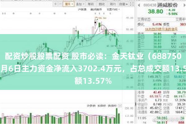 配资炒股股票配资 股市必读：金天钛业（688750）8月6日主力资金净流入3702.4万元，占总成交额13.57%
