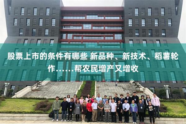 股票上市的条件有哪些 新品种、新技术、稻薯轮作……帮农民增产又增收